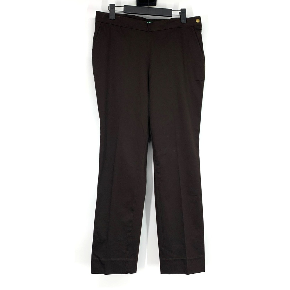 Lauren Ralph Lauren Pants Brown Side Zip Straight Leg High Rise